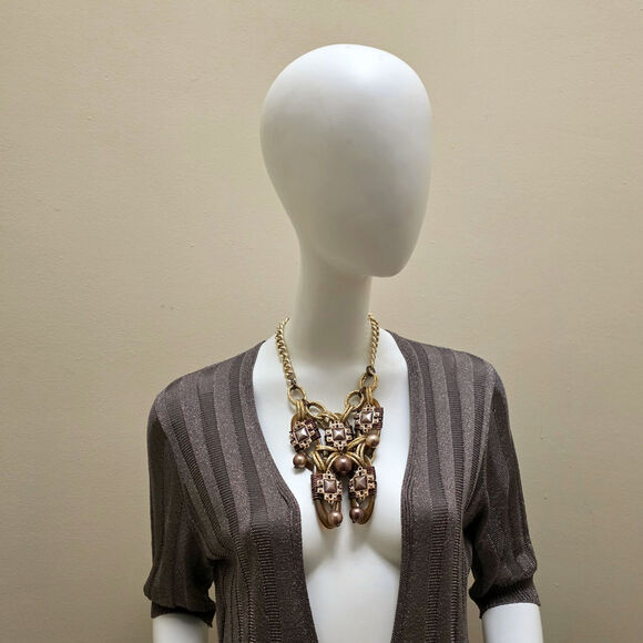 Extremely RARE Vintage Gold-Toned Bold Design Necklace 16" L - Picture 5 of 5